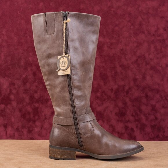 Born Women Saddler Brown Leather Wide Calf Riding Strap Knee Boots sz 9 - Picture 10 of 10